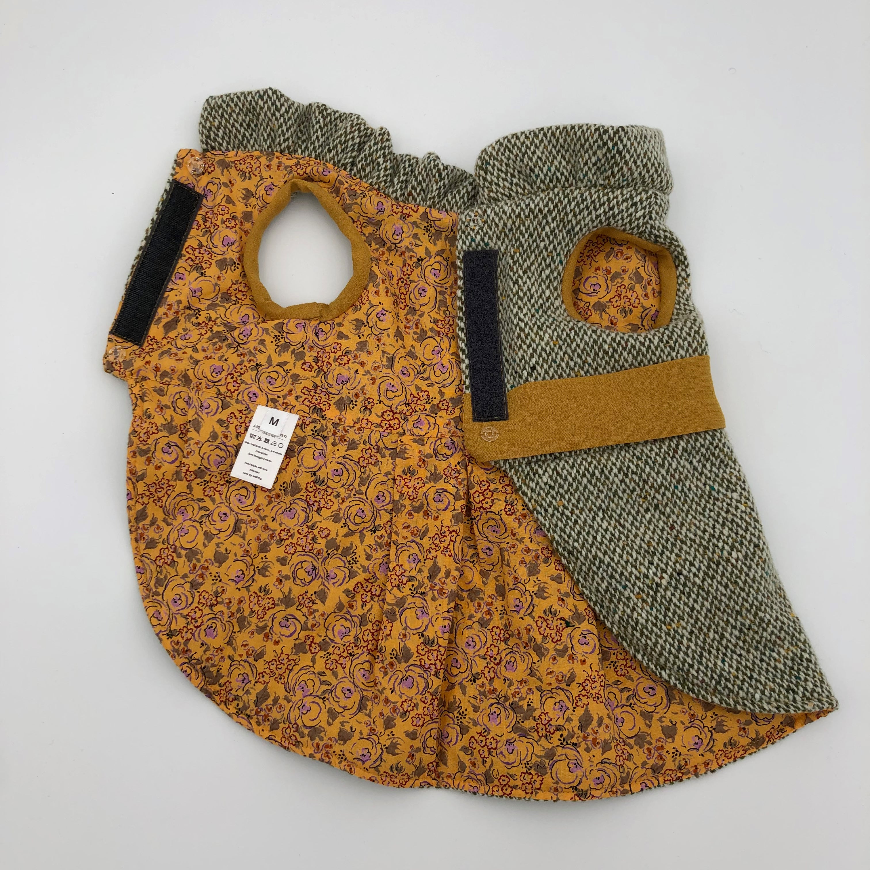 "Tweed Romance" Cappottino Elegante per Barboncini | Verde e Ocra | Abbigliamento per Cani