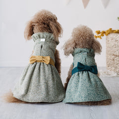 "Tweed Romance" Cappottino Elegante per Barboncini | Verde e Ocra | Abbigliamento per Cani