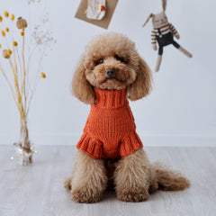 Maglioncino "Cozy Orange" Punto Rombi - fatto a mano in Lana Merino - per cani di piccola taglia